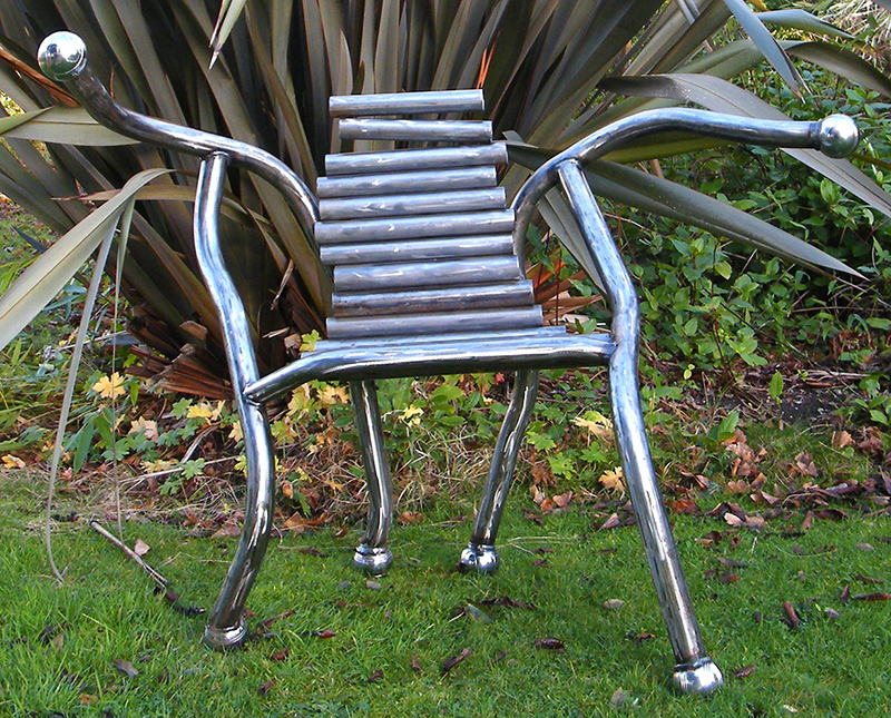 The Boule Chair - Funky metal furniture created from metal tubing and petanque balls