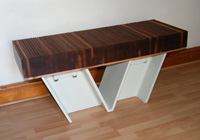V-Bench created from girder offcuts and recycled mahogany draw runners