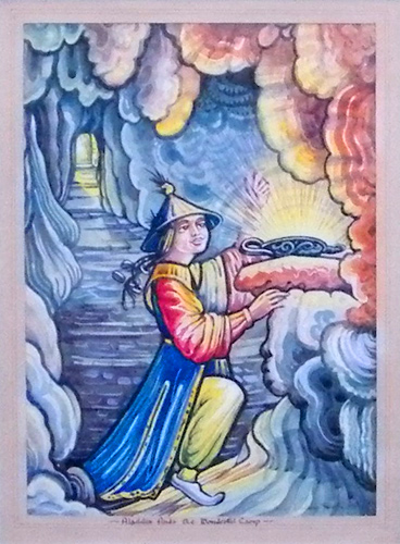 Aladdin and the lamp - watercolour