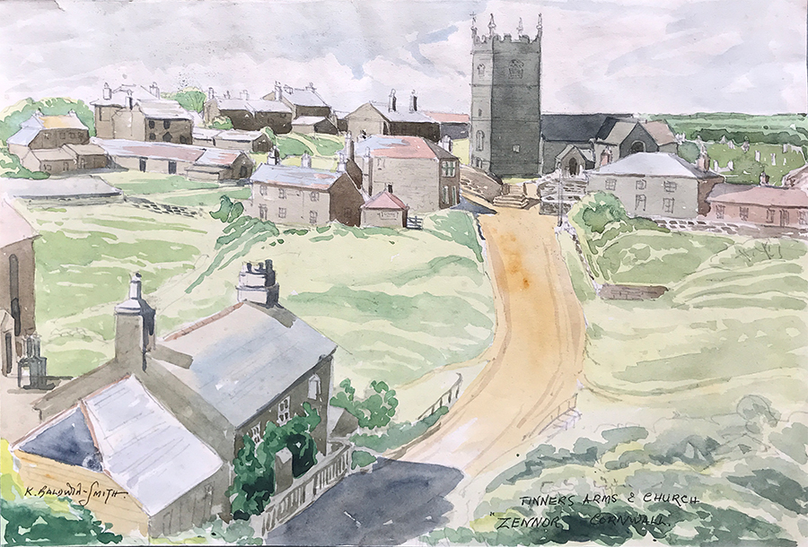 Landscape of Zennor, Cornwall- watercolour