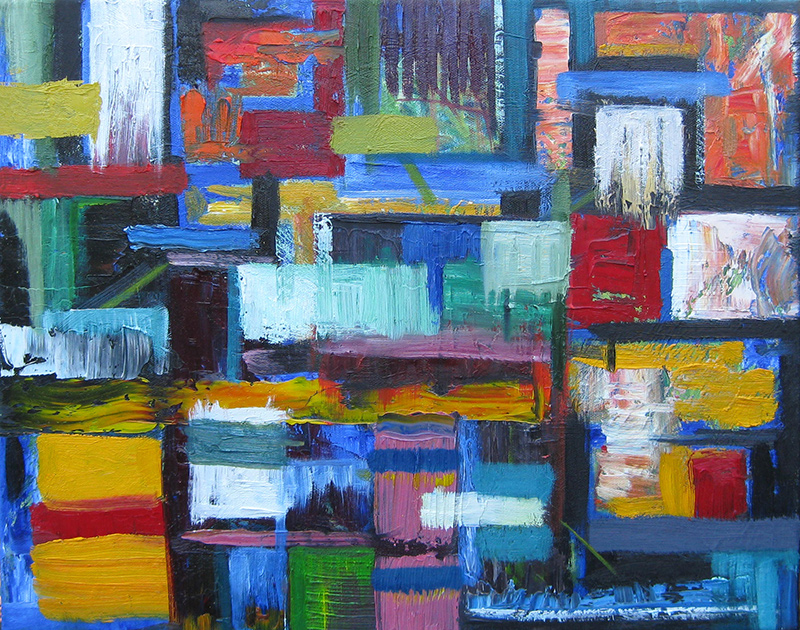Abstract oil painting - Street Walk