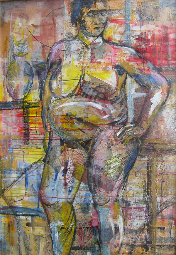 Beth - Oil, acrylic, ink, collage