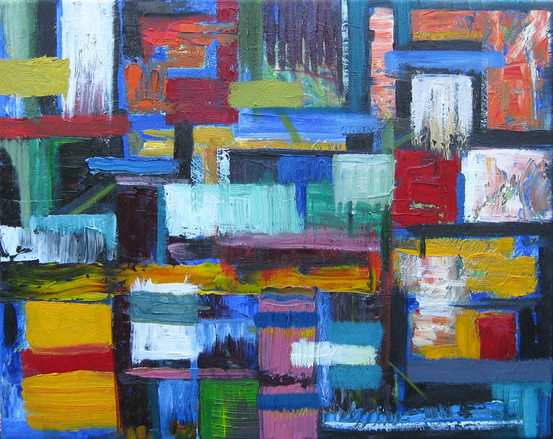 Abstract oil painting - Street Walk