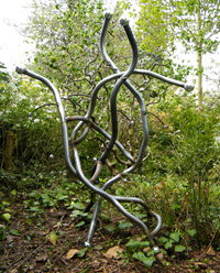 Contorta - sculpture next to Hazel tree