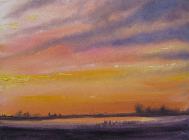 Oil Painting Dusk on Fens