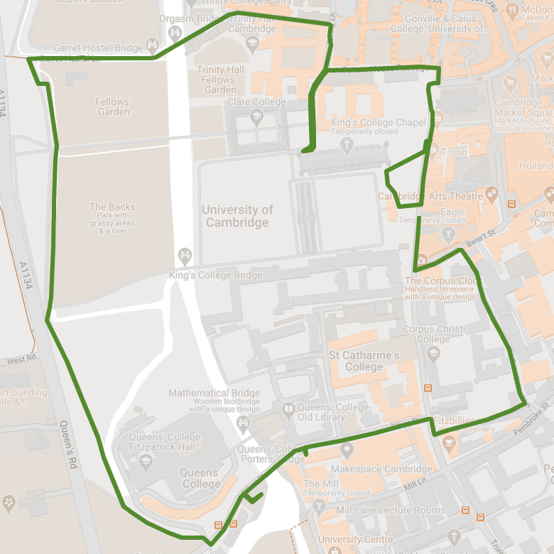 Walking journal and drawing, documenting litter along the historic King's Parade and the stunning Cambridge Backs.